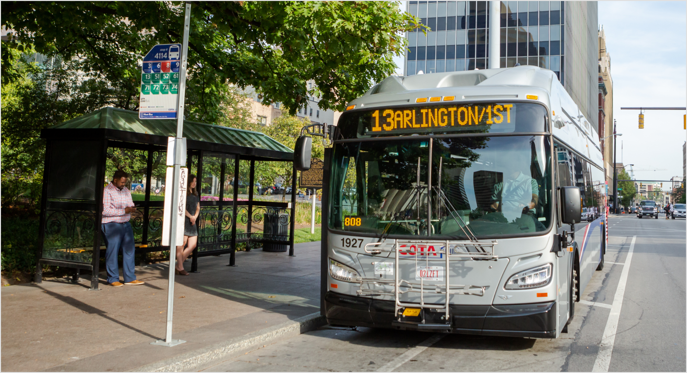 COTA bus operating in downtown Columbus, Ohio